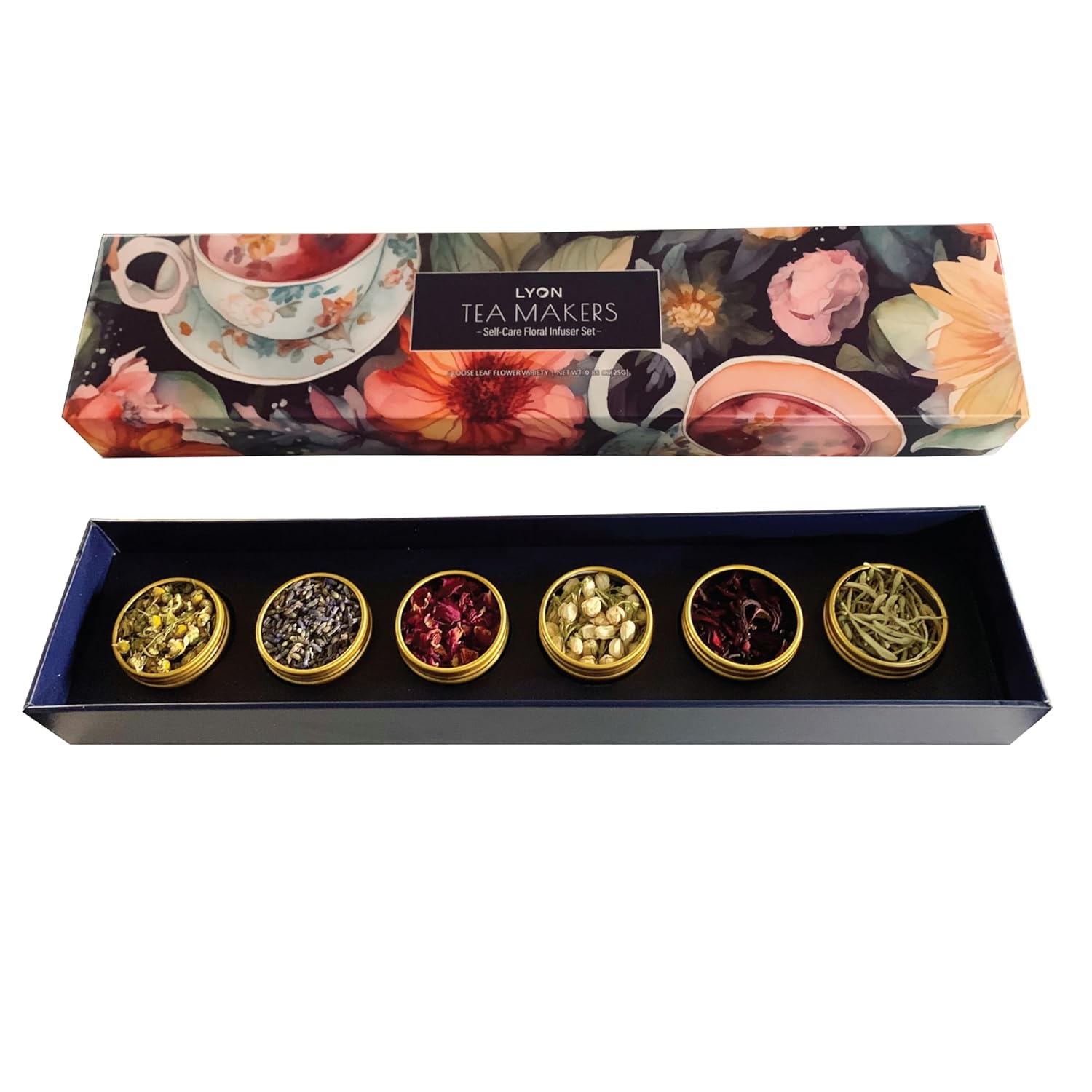 Tea Makers Floral DIY Flavor Enhancer Sampler Kit, 6 Tin Variety Pack Gift Box, Add to Your Favorite Tea Leaves to Create Unique Floral Brews