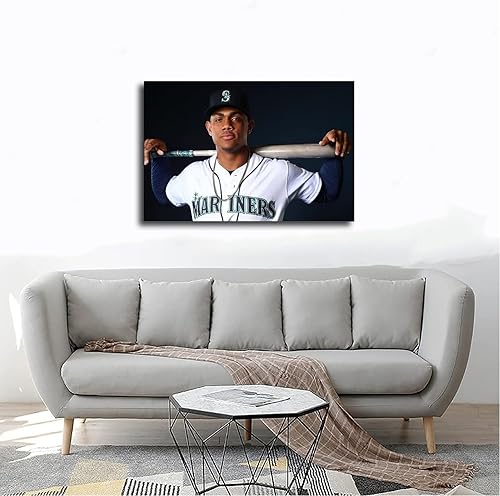 Miniatura 4 de Julio Rodríguez - Póster en lienzo con diseño de estrellas de béisbol para decoración de pared, pintura para sala de estar, dormitorio, sin marco 12