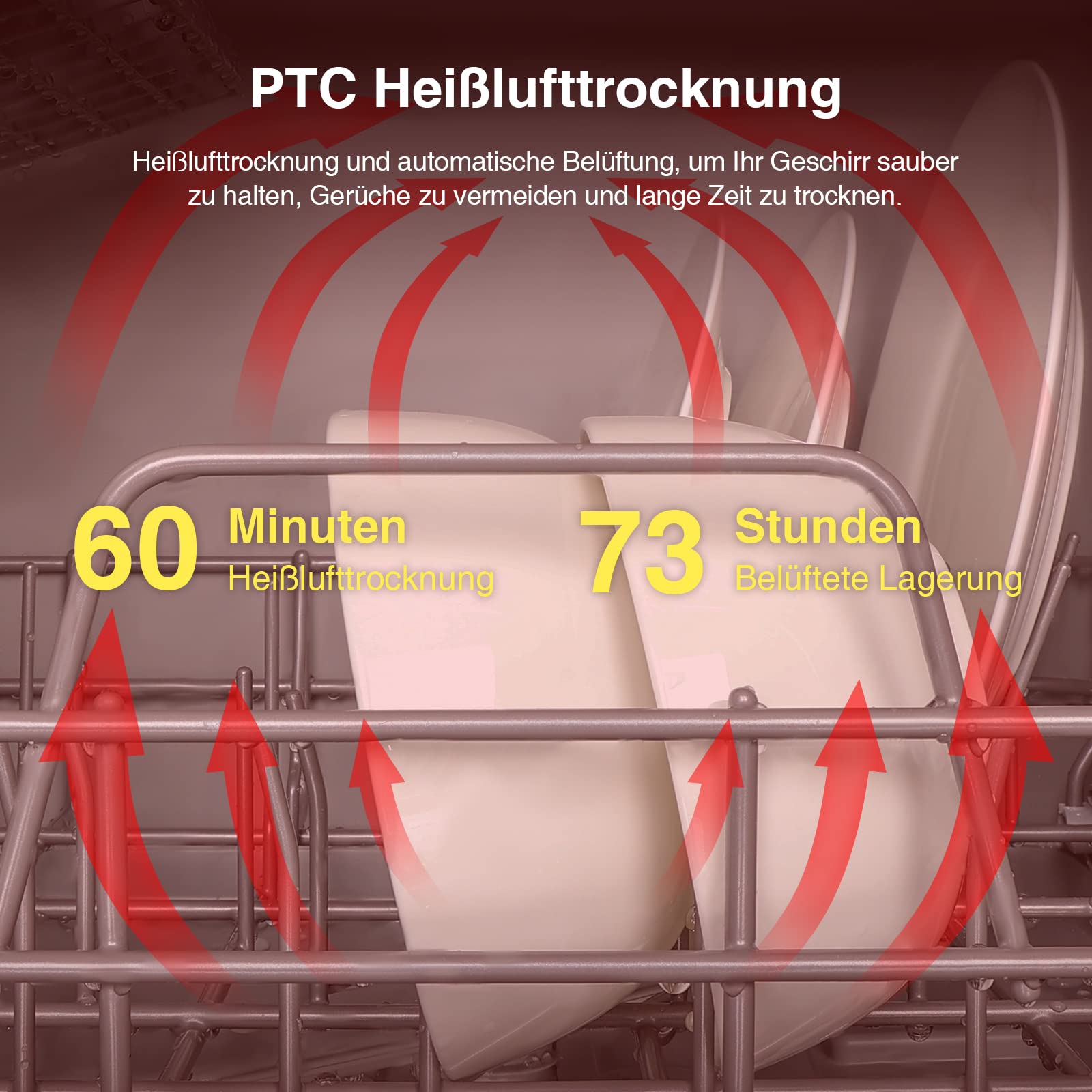 Fullwatt Mini Geschirrspüler 3 Gedecke Freistehender Tischgeschirrspüler 5L 5+1 Programme Touch Control