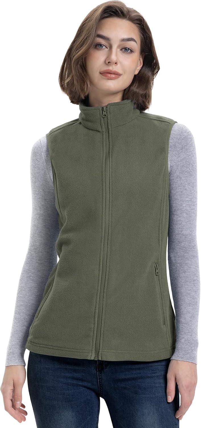 33,000ft Women's Fleece Vest, Lightweight Warm Polar Soft Vests Outerwear with Zip Up Pockets, Sleeveless Jacket for Winter