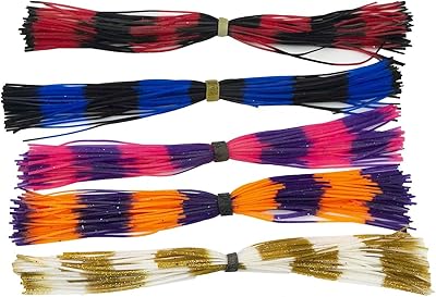 HTHYLURE Jig Lure Skirts 5 Colors 10 Bundles 500 Strands Soft Silicone Lure Skirts Rubber Skirts Threads Fly Tying Material Buzzbaits for Fishing Jig Lure Fly Tying Accessory