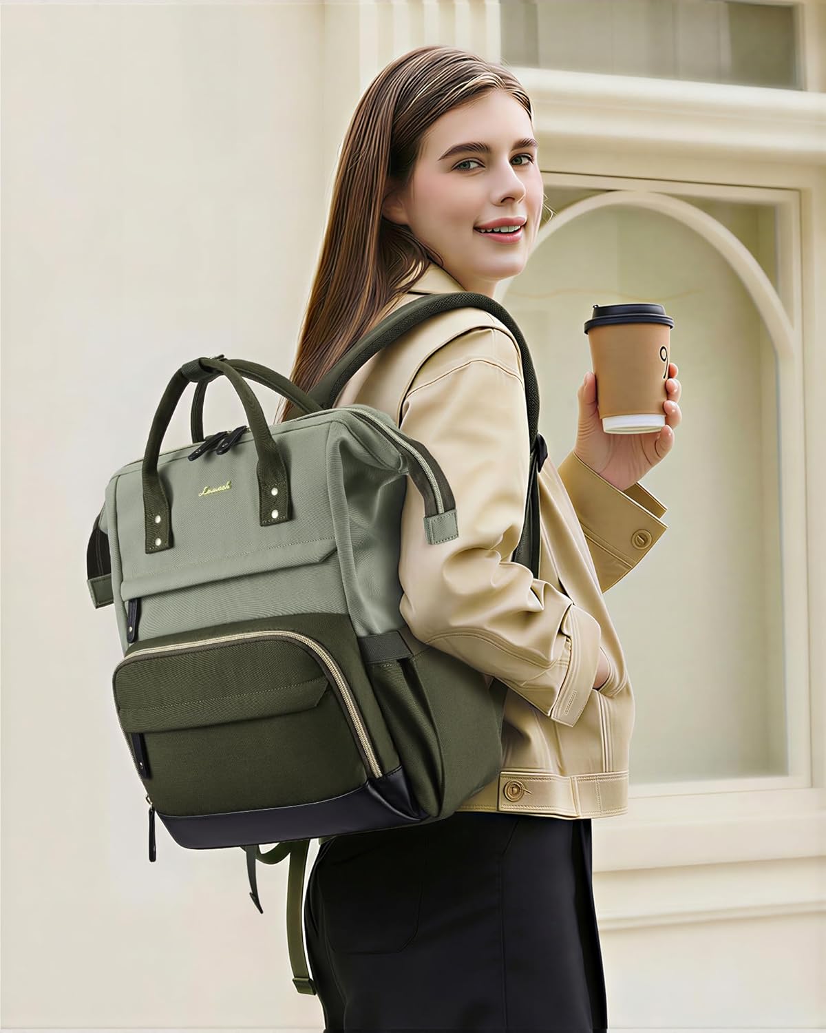 LOVEVOOK Laptop Backpack for Women, 15.6 Inch Work Business Backpacks Purse With Large Capacity