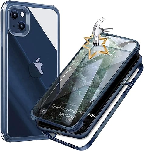 UBUNU Funda para iPhone 13 Mini con protector de pantalla vidrio templado 9H integrado, protección de cuerpo completo 360 de doble capa cubierta