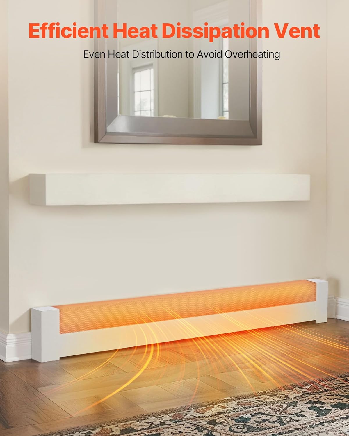 VEVOR Baseboard Heater Covers, Basic Series 5 ft Standard Electric Heating Unit Front Cover for Home Improvement, Heavy-duty Steel, Easy Installation for Bedroom Replacing Old Cover, White