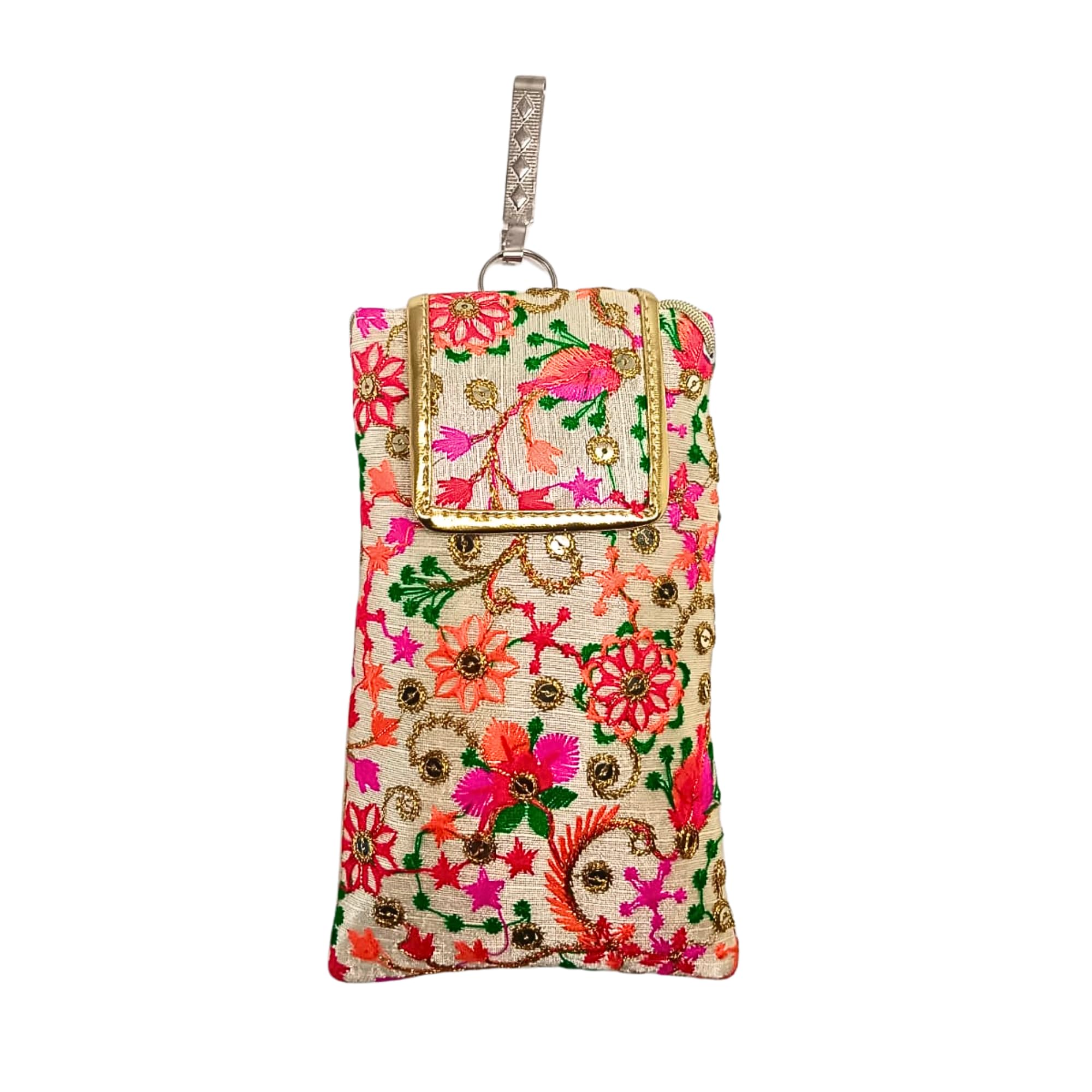 Ethnic Orange and Pink Embroidered Mobile Sling Potli/Pouch Purse with Waist Clip for Women/Girls (B0CSPS4DHK) Amazon Price History, Amazon Price Tracker