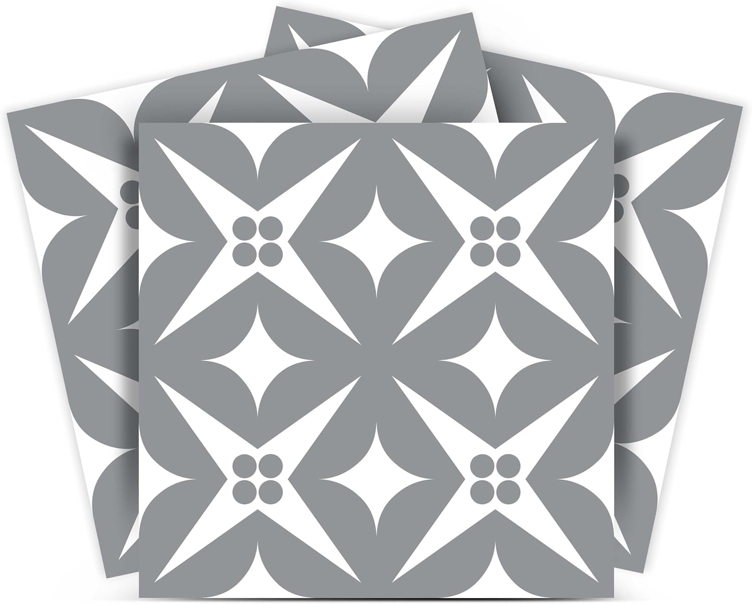 Mi Alma Black and White Tile Stickers Peel and Stick Tile Stickers 24 PC Set backsplash Tile Decals Bathroom & Kitchen Vinyl Wall Decals Just Peel Stick Home Decor (Gray Flowers, 8x8 Inch)