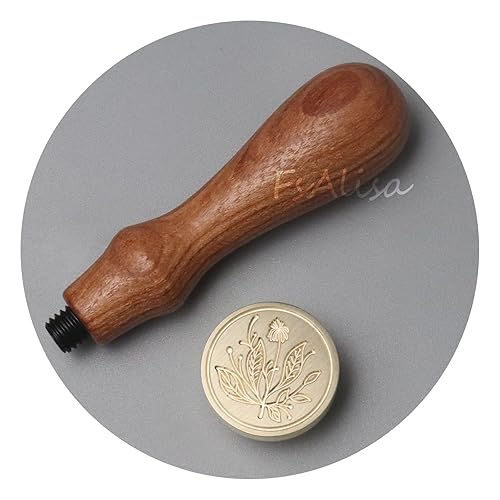 Miniatura 3 de FsAlisa Sello de cera con cabeza de latón extraíble, mango de madera, ideal para adornar sobres, invitaciones de boda, paquetes de vino, envoltura