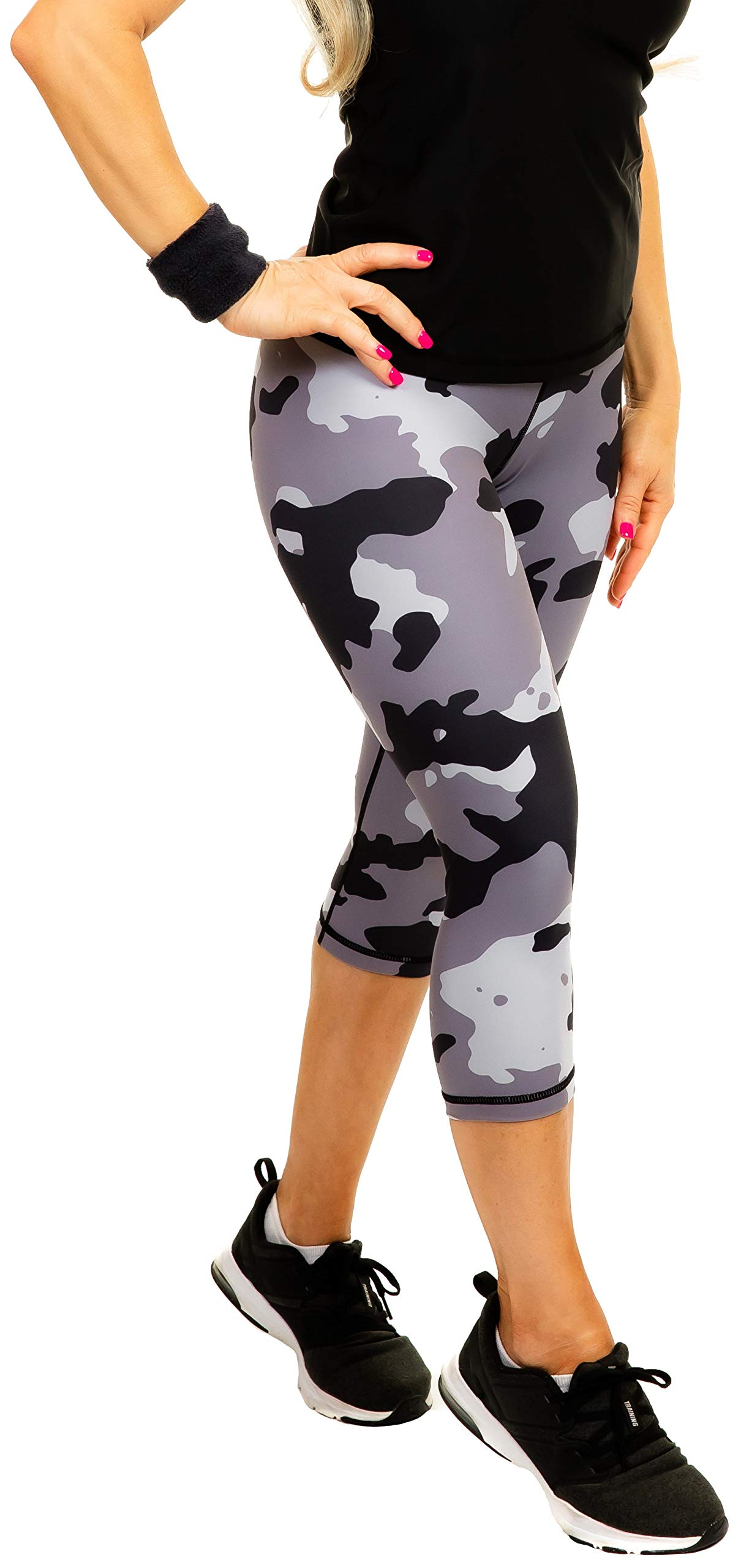 COMPRESSIONZHigh Waisted Capri Leggings for Women Tummy Control - Workout Yoga Pants