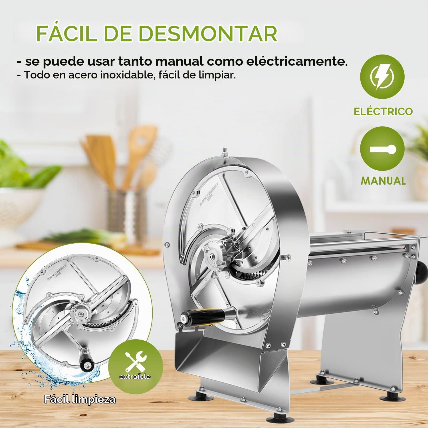 NEWTRY Cortadora verduras eléctrica 0-10mm Gastro Cocina Acero corte | Grosor de corte ajustable, motor potente, alta eficiencia, robusto, fácil de limpiar, para catering, restaurantes, cantinas