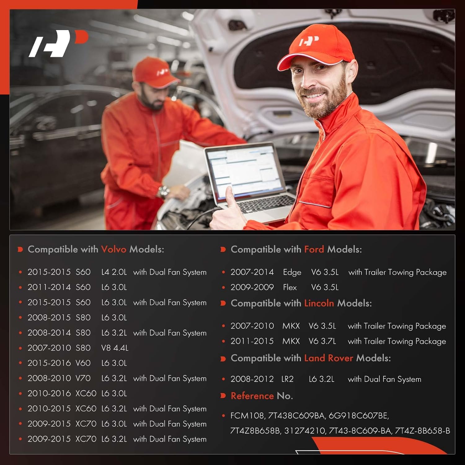 A-Premium Engine Radiator Cooling Fan Control Module Compatible with 2007-2016 Ford Edge, Flex & Lincoln MKX & Volvo XC60, S60, XC70, S80, V60, V70 & Land Rover LR2, Replace # 7T438C609BA, 6G918C607BE