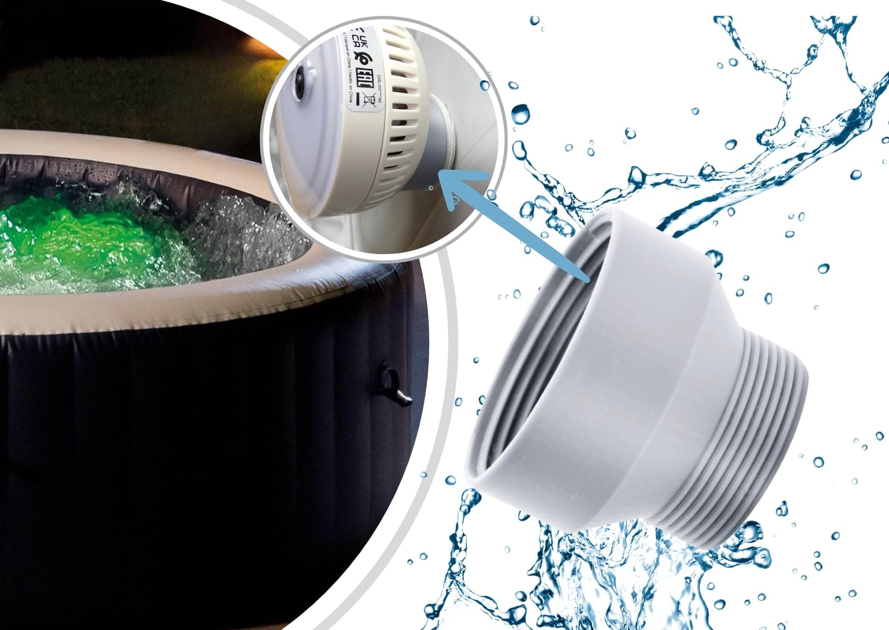 ME&SG Adaptador de luz LED de alta calidad compatible con Intex Wave Spa Canadian Spa Grand Rapids jacuzzis inflables portátiles accesorios de iluminación subacuática (LED no incluido)