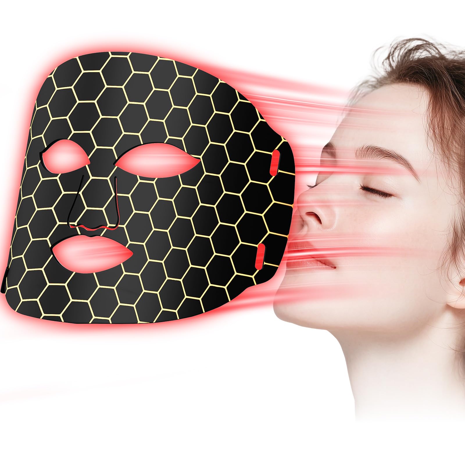 LED Gesichtsmaske 7 Farben Lichttherapie Rotlicht Maske Anti-Aging | Für Gesicht & Hautpflege, Photon Lichttherapie, flexibles Silikon Design mit Type-C Akku und 7 Lichtfarben
