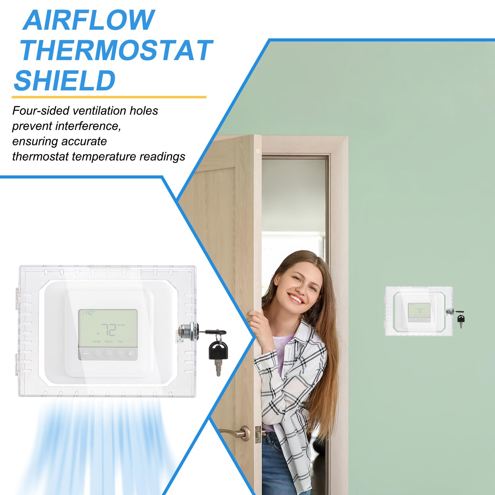 PATIKIL Thermostat Lock Box with Key, 2 Pack Universal Clear Thermostat Cover Guard with Lock Fits Thermostats 5" H x 6" W or Smaller - Image 3