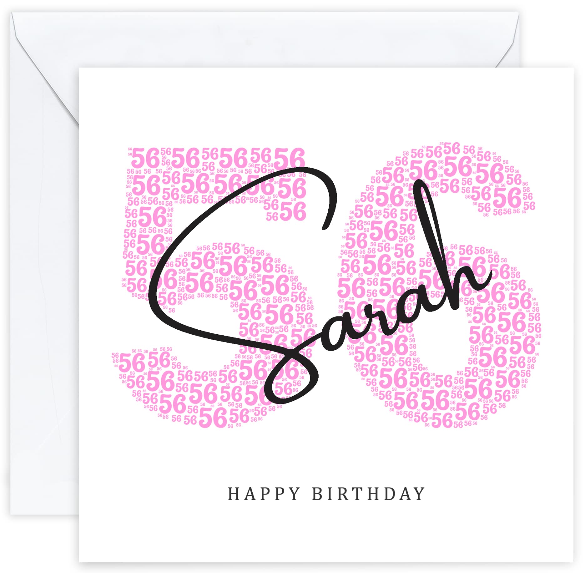 Personalised 56th Birthday Card - Fifty Sixth Birthday Card for Fifty Six 56 Year Old Women Mum Wife Daughter Mother Aunt Sister Her Woman (Age 56)