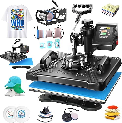 AKEYDIY Máquina de prensa de calor mejorada 8 en 1, máquina de prensa digital multifunción para camisetas, máquina de sublimación de 12 x 15,