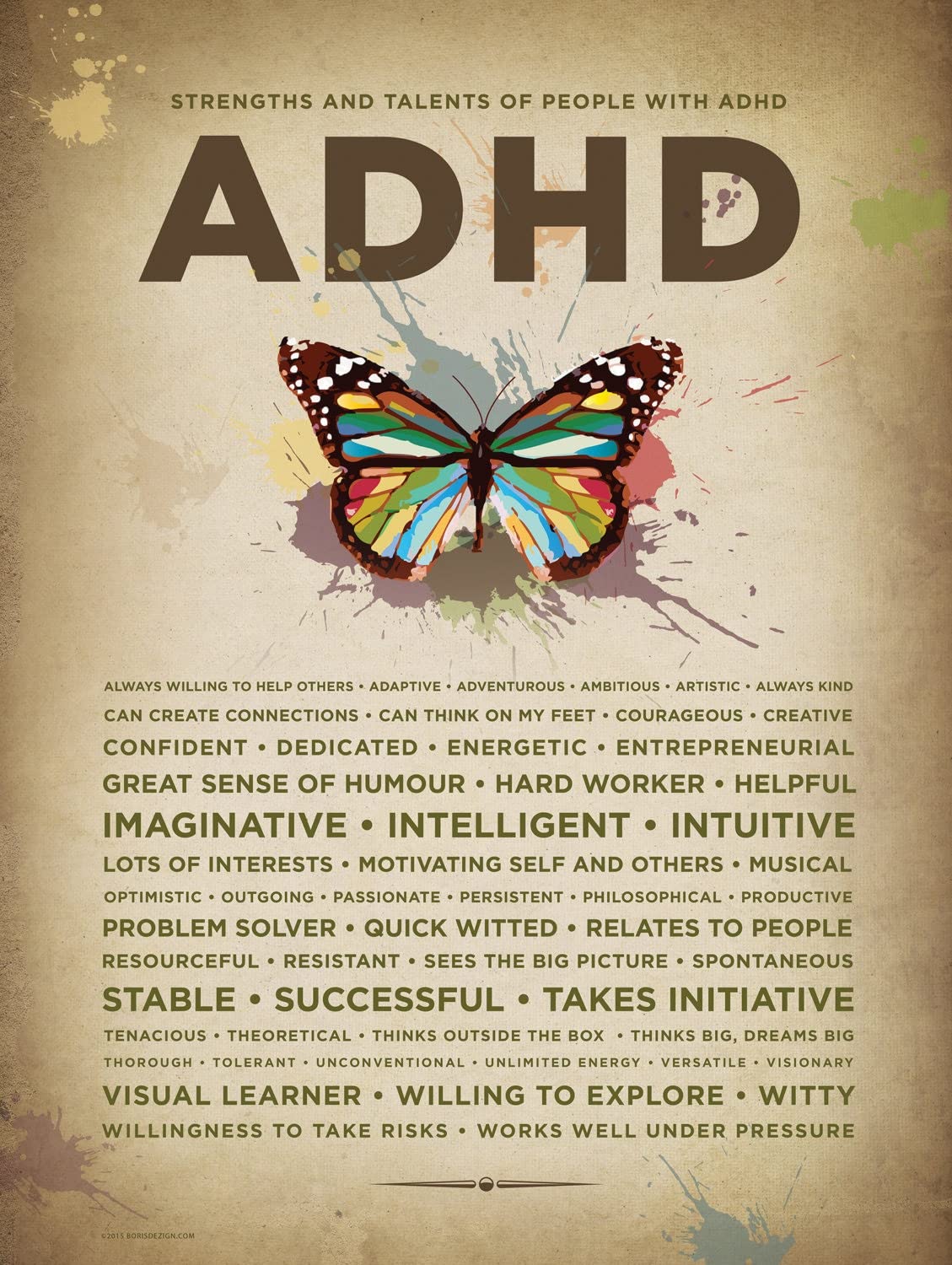 Bioprocess Tinsignc2397 Adhd Butterfly Decor Metal Sign Tin Sign Decor Poster Wall Art Poster 8X12 Inches