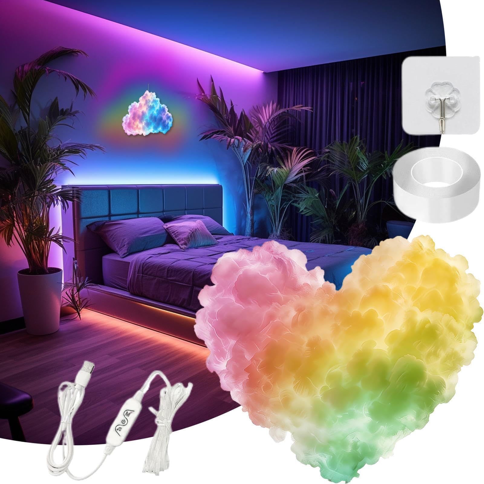 Rathalos - Luce notturna a LED 3D, alimentata tramite USB, set di luci a nuvola ritmica musicale, per camera da letto e sala giochi, brillante illuminazione USB cloud