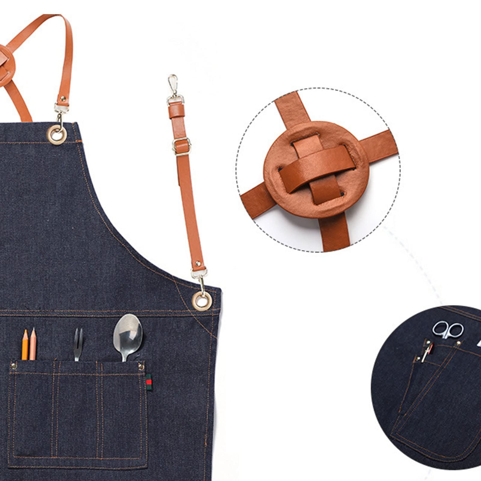 Grembiule Da Lavoro In Tela GREDINO - Cinghie Incrociate Regolabili Per Uomini E Donne - Foto 7