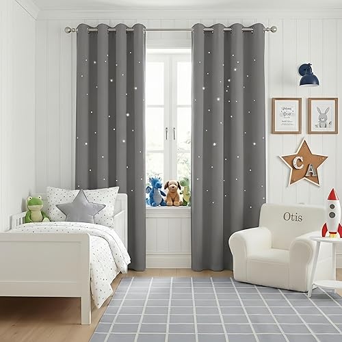 Miniatura 65 de NICETOWN Cortinas Opacas con Recortes de Estrellas para Dormitorio de Niños/Guardería, Cortinas de Tratamiento de Ventana con Aislamiento Térmico