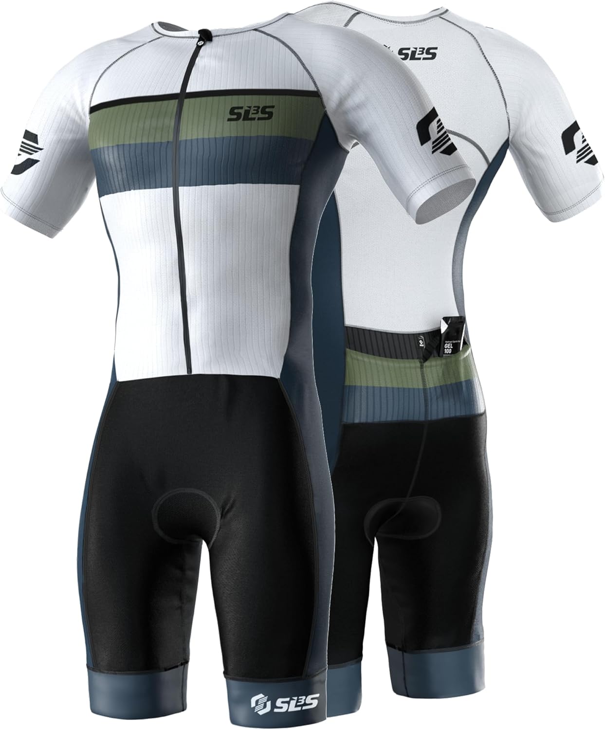 SLS3 Triathlon Suits Mens Elite Aero Tri Suit Men - Trisuit Triathlon - Full Zip, Aero Sleeves, Internal and Rear Pockets