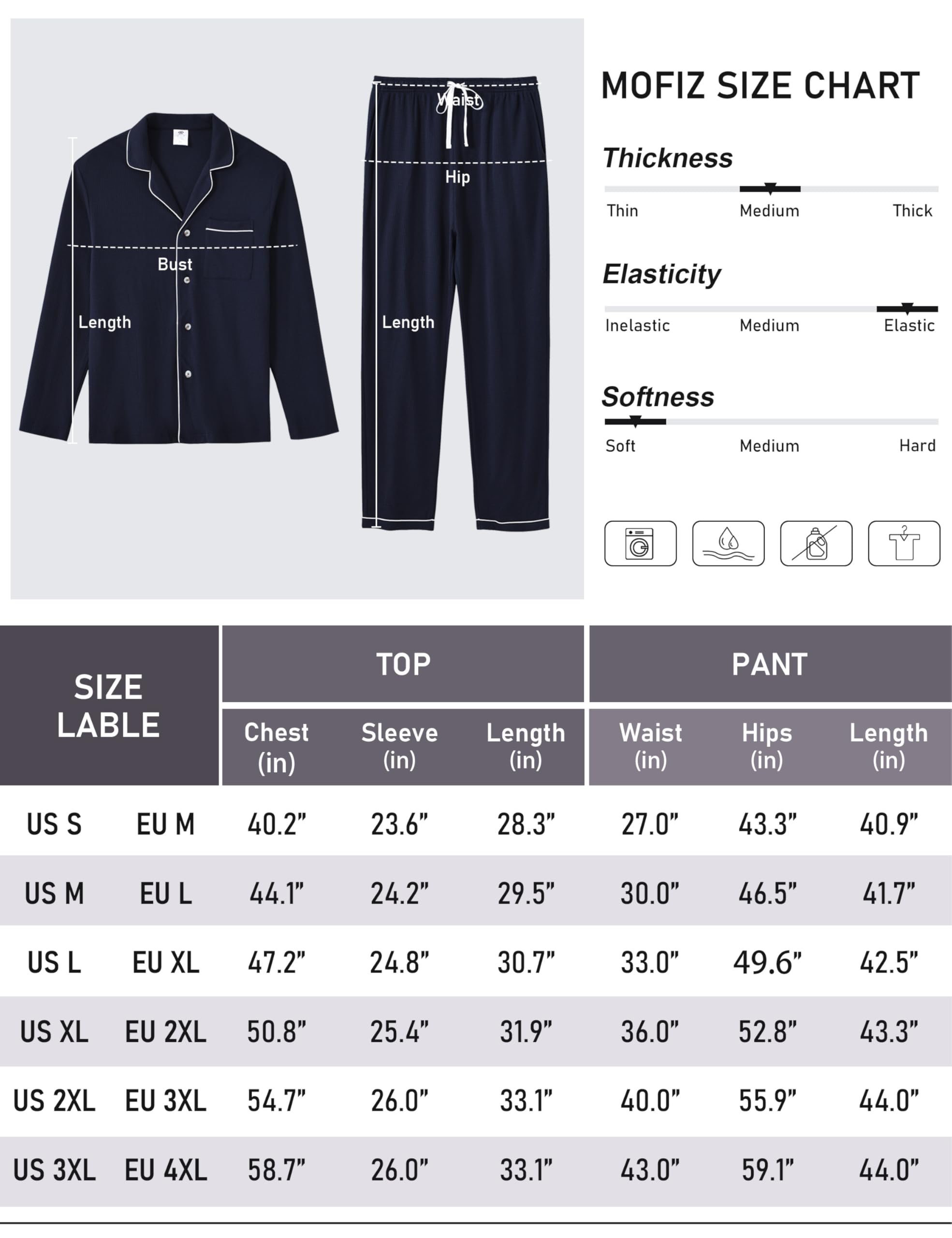 MoFiz Pigiama Uomo Cotone Modal Lungo Pigiami Due Pezzi Invernale Manica Lunga Pigiama Aperto Davanti Bottoni Morbido ed Elegante Abbigliamento da Notte Casa M-4XL