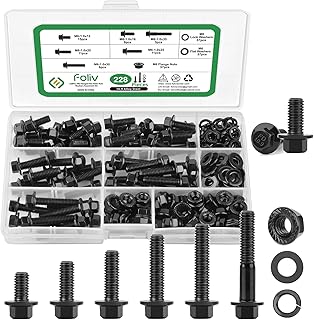 FOLIV M6 Flange Bolt, 228PCS M6-1.0 Hex Bolts...,