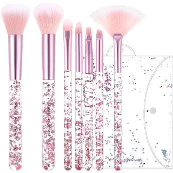 7-Piece Crystal Sparkles Powder Brush Set Brush Set Make Up Brush Fan Flawless Powder Brush Beauty Cosmetic Foundation Blusher Eyeshadow Mixing Concealer Highlight Brush
