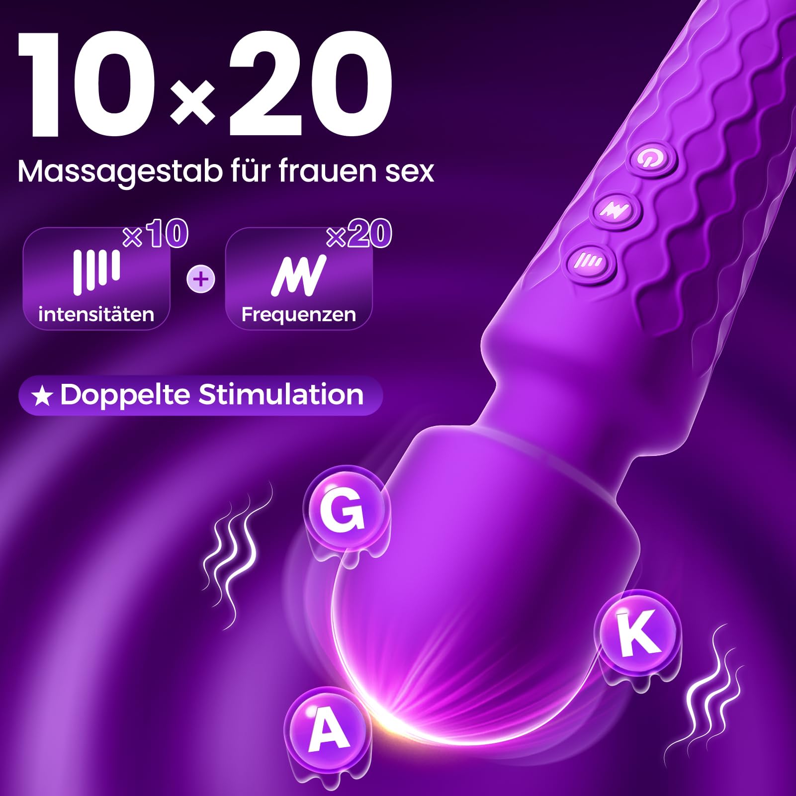 Gobeken Vibratore don, dildo con di vibrazione, sex toys vibratoreper don professiole 20 frequenze 10 intensità di vibrazione, vibratoriper donne sexytoysys don viola, vibratoreper don clotoride