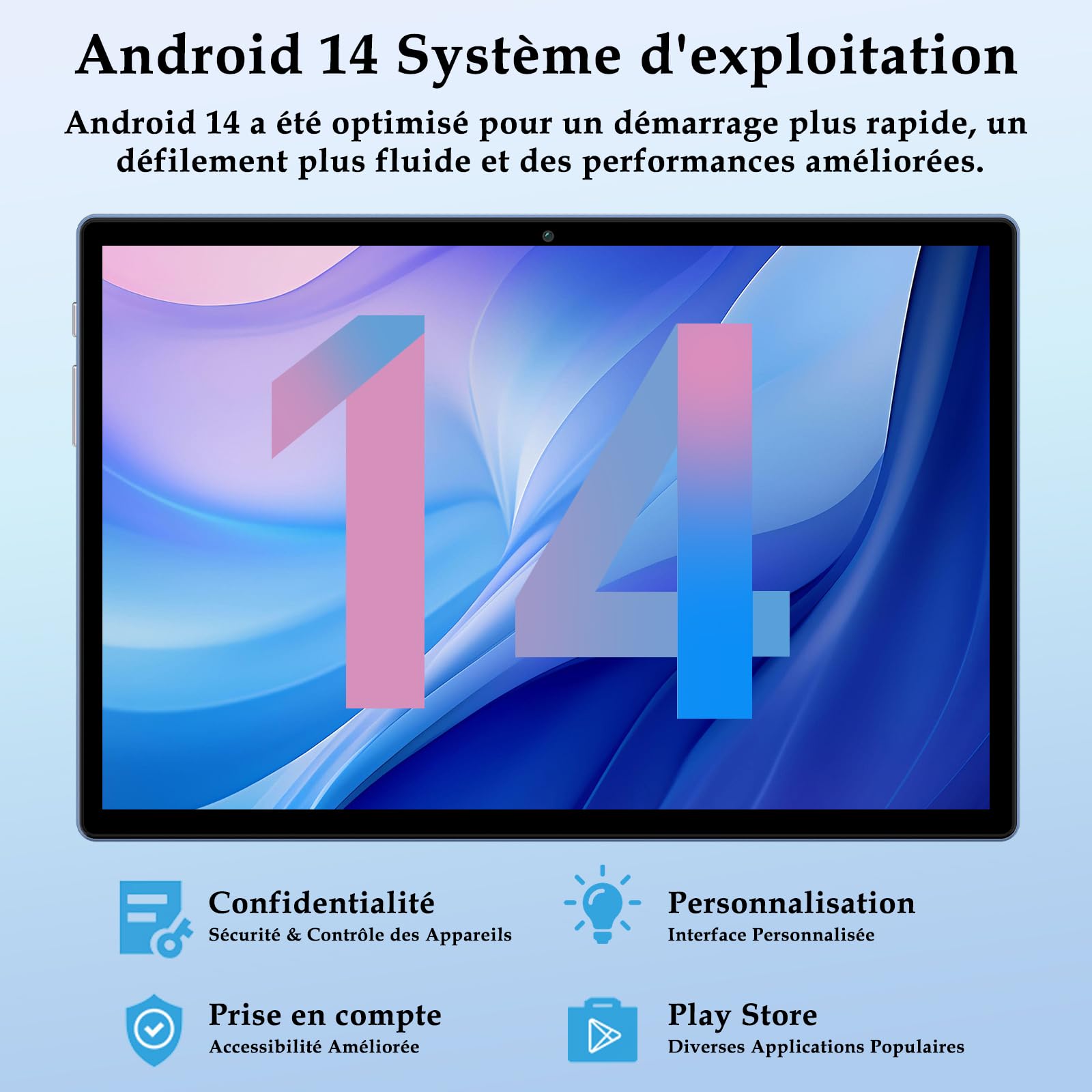ZIOVO Android 14 Tablet 10 Pollici, 22GB RAM+128GB ROM (TF 1TB), 5G WiFi Tablets, Supporto Widevine L1/Octa-Core/8000mAh/Corpo Metallico/8+5MP, 2 in 1 Tablet PC con Tastiera e Mouse- Blu