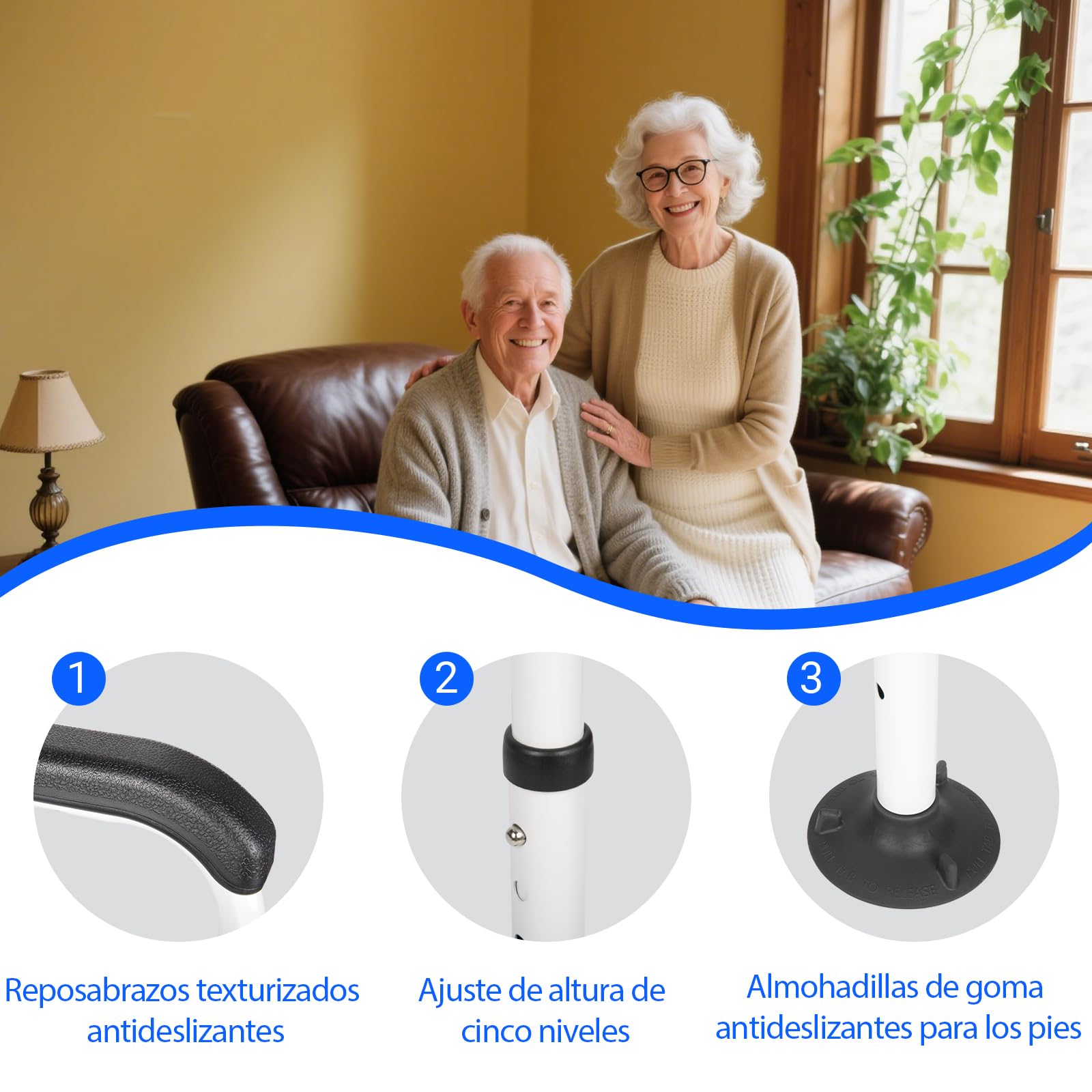 Soporte de elevación, inodoro ajustable, barandilla de seguridad, ayuda para levantarse del inodoro sin taladrar, con asas antideslizantes, asidero de inodoro para personas mayores, adultos, personas