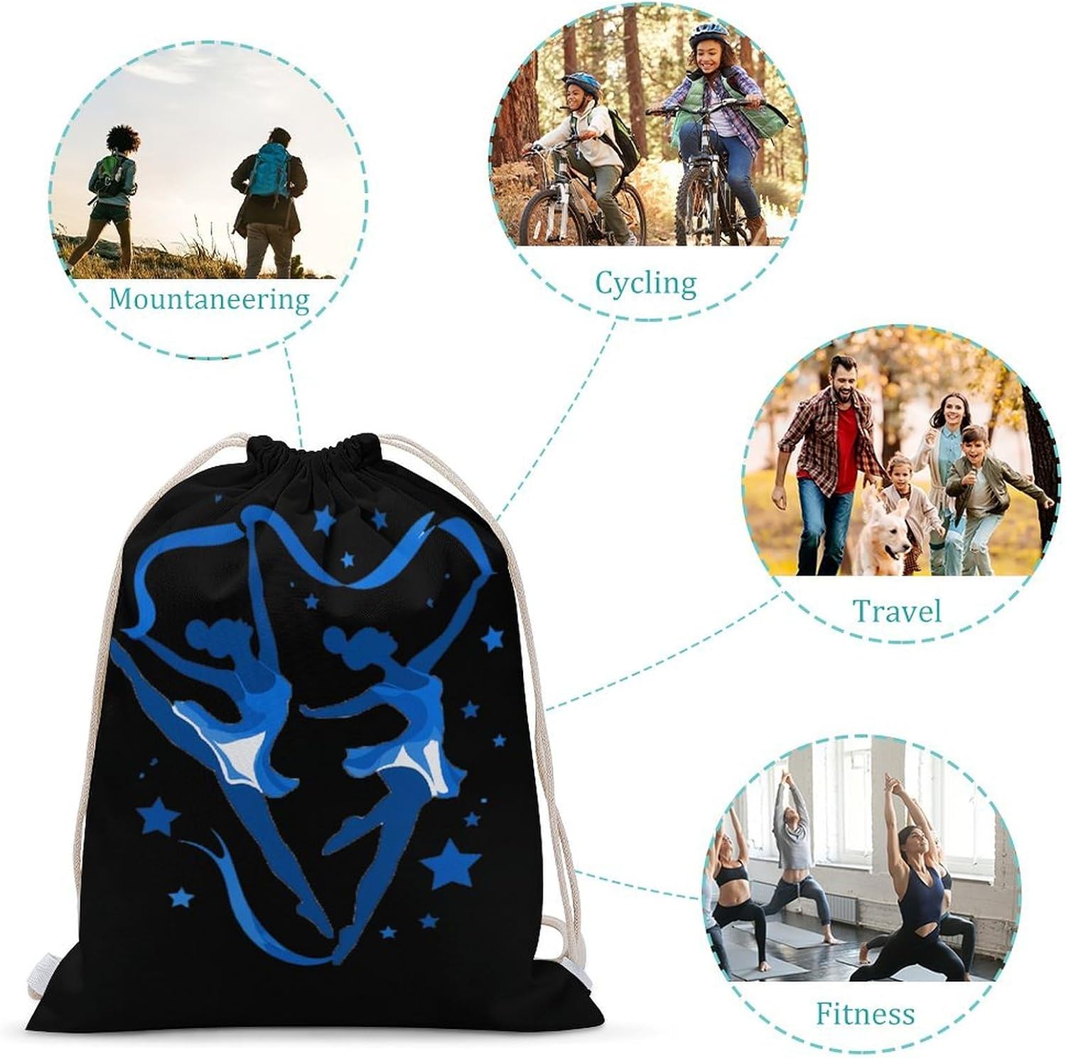 Gymnast Gymnastics Ribbon Adjustable Backpack for Sport Gym Bag Travel Daypack for Swim Beach Lightweight