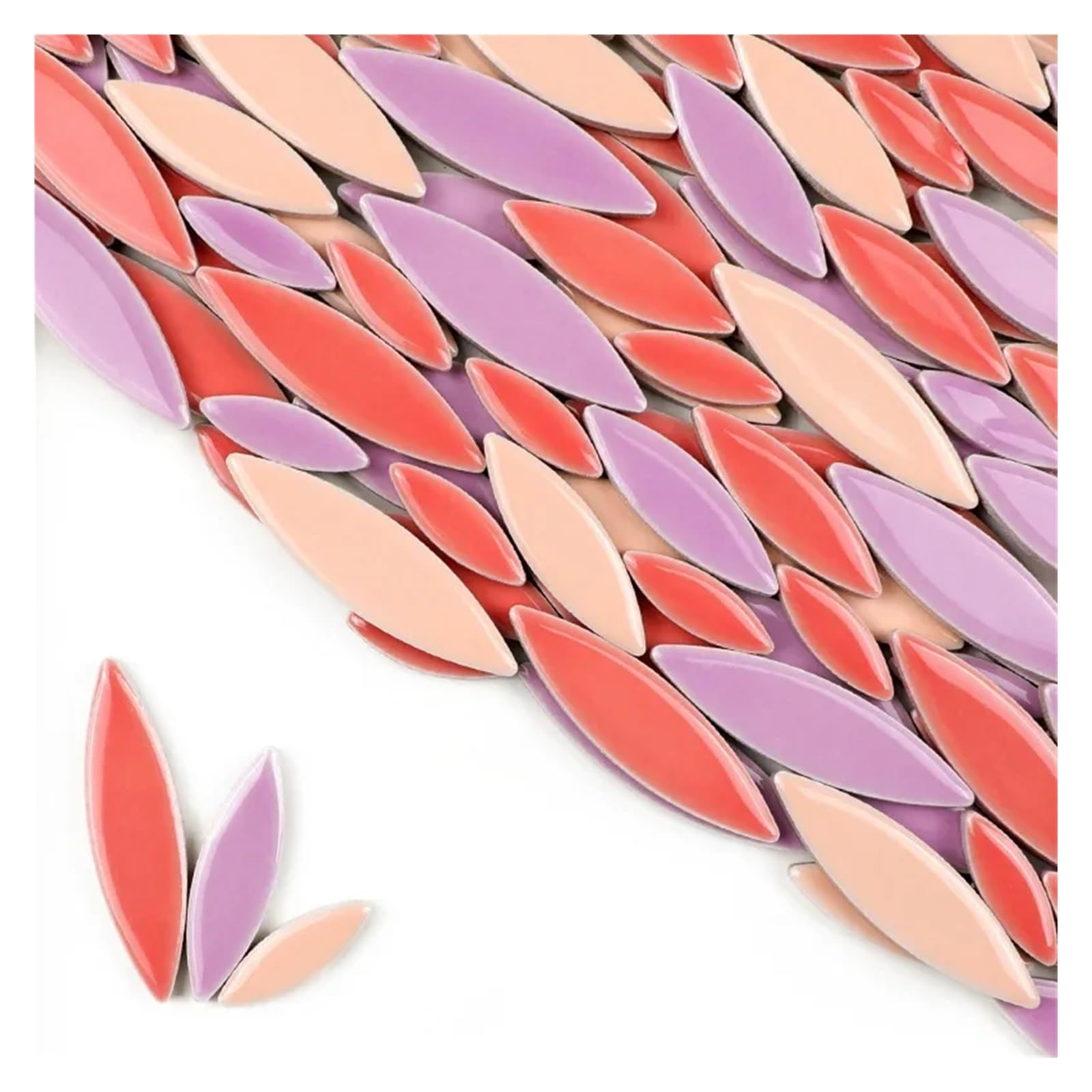 Xulvoz Color02 Mosaic Tiles 200G Willow Leaves Mosaic Tiles Porcelain Leaf-Shape Tile 3 Sizes Mix Multi Color Diy Making Stones For Craft Arts Decor