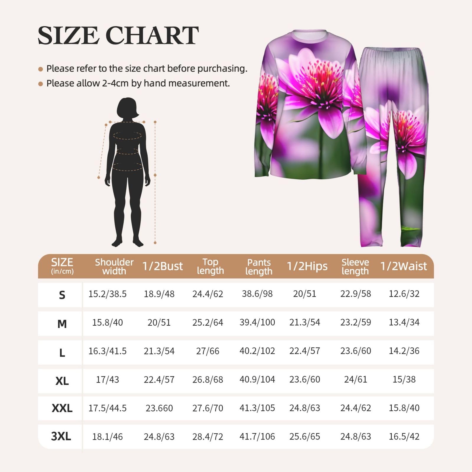 Rosa Fiore Viola Farfalla 1 Stampa Donne Manica Lunga Pigiama Corrispondente Morbido Spiaggia Vacanze Nightwear Regalo Casual