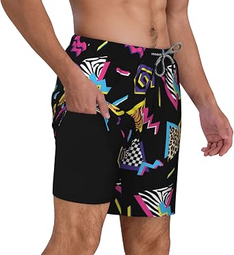 feelacle Mens Swim Trunks 9 Inch Inseam Board Shorts Beach Swimwear Bathing Suit with Compression Liner and Pockets