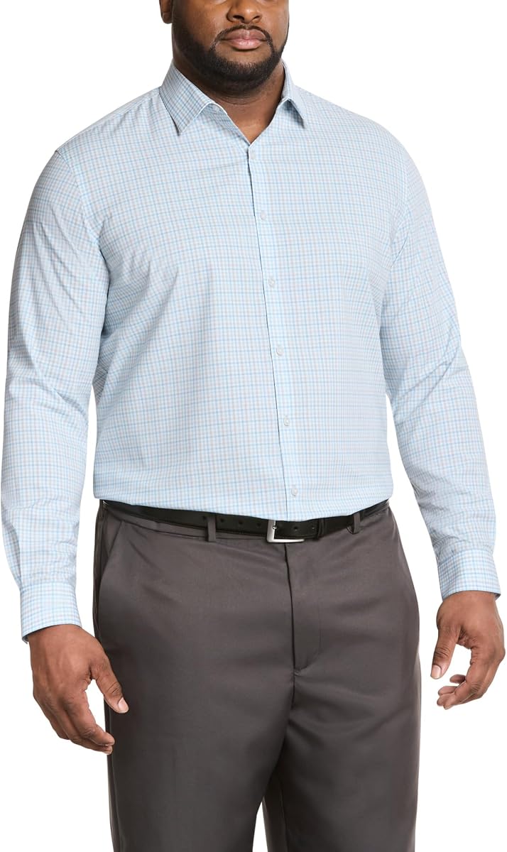 Van Heusen Mens Tall Fit Dress Shirt Comfort Performance Stretch (Big and Tall)