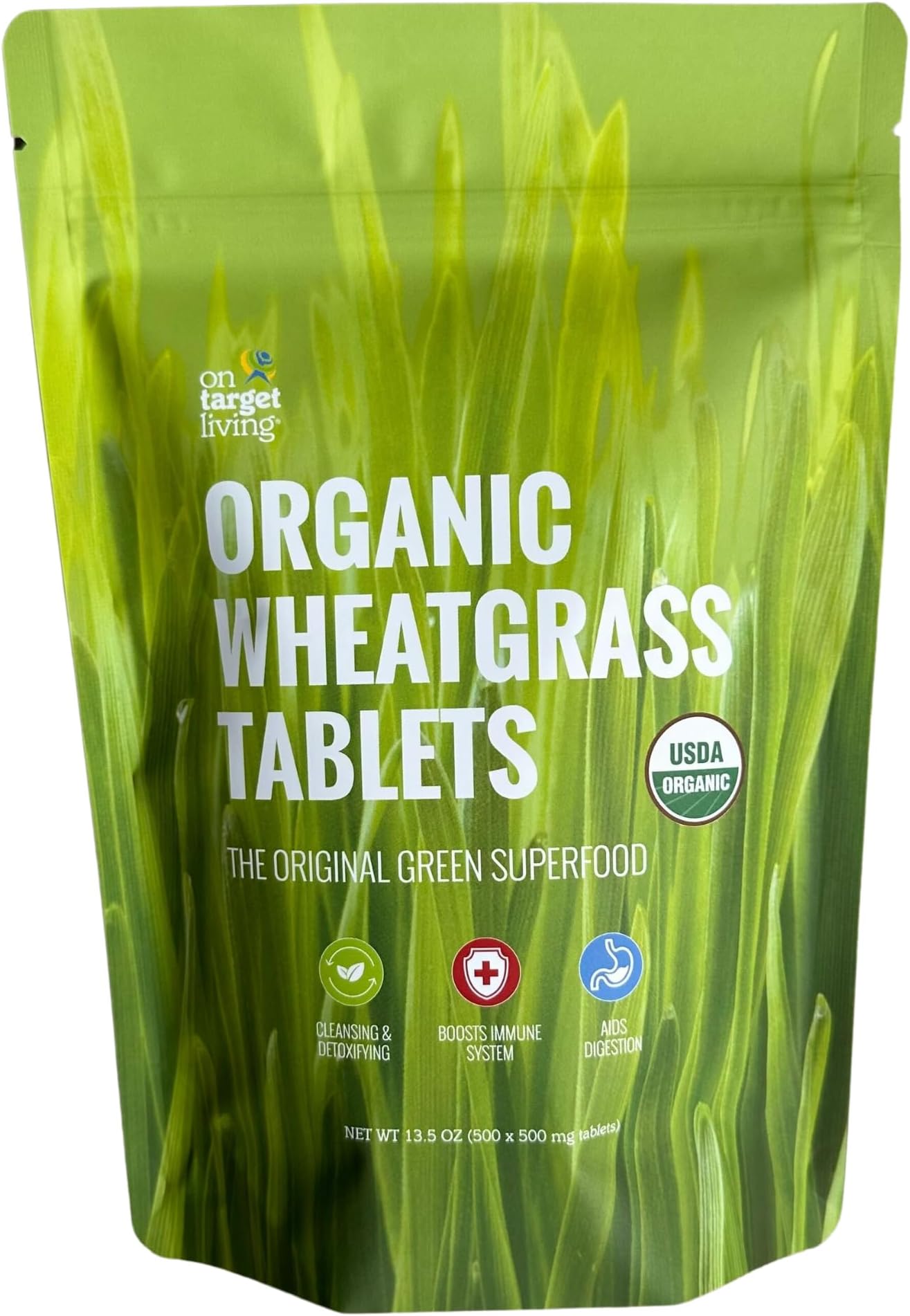 - On Target Living Wheatgrass Tablets- 500 Tablets | USDA Organic |