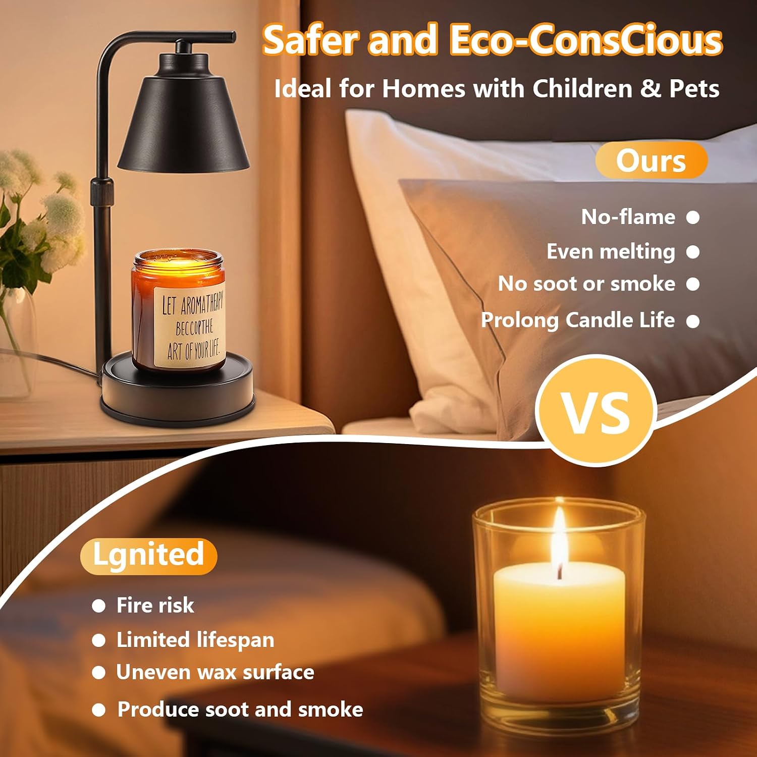 2 Pack Candle Warmer Lamp with Timer, Dimmable Candle Warmer Lamp | Adjustable Height Candle Lamp, Wax Melt Warmer for Scented Jar Candles, Bedroom Home Decor Gift
