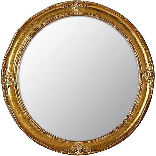 Funerom Vintage Decorative Wall Mirror Hanging Mirror Round (Gold, 12.2 inch)