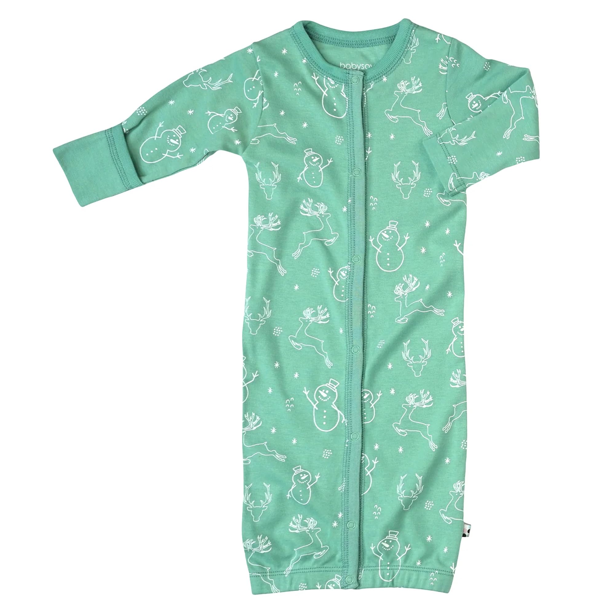 Babysoy Unisex Baby Long Sleeve Gown Sleep Sack, Ultra Soft Nightgown, Newborn Reversible Mittens