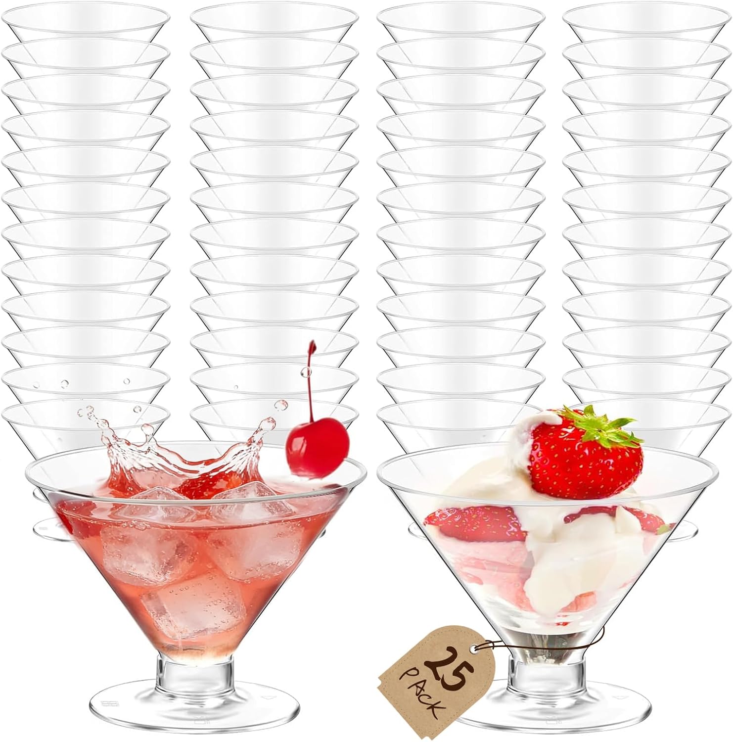 25 PCS Disposable Martini Glasses for Parties 5oz,Plastic Martini Glasses Disposable,Martini Plastic Cups for Wedding Party