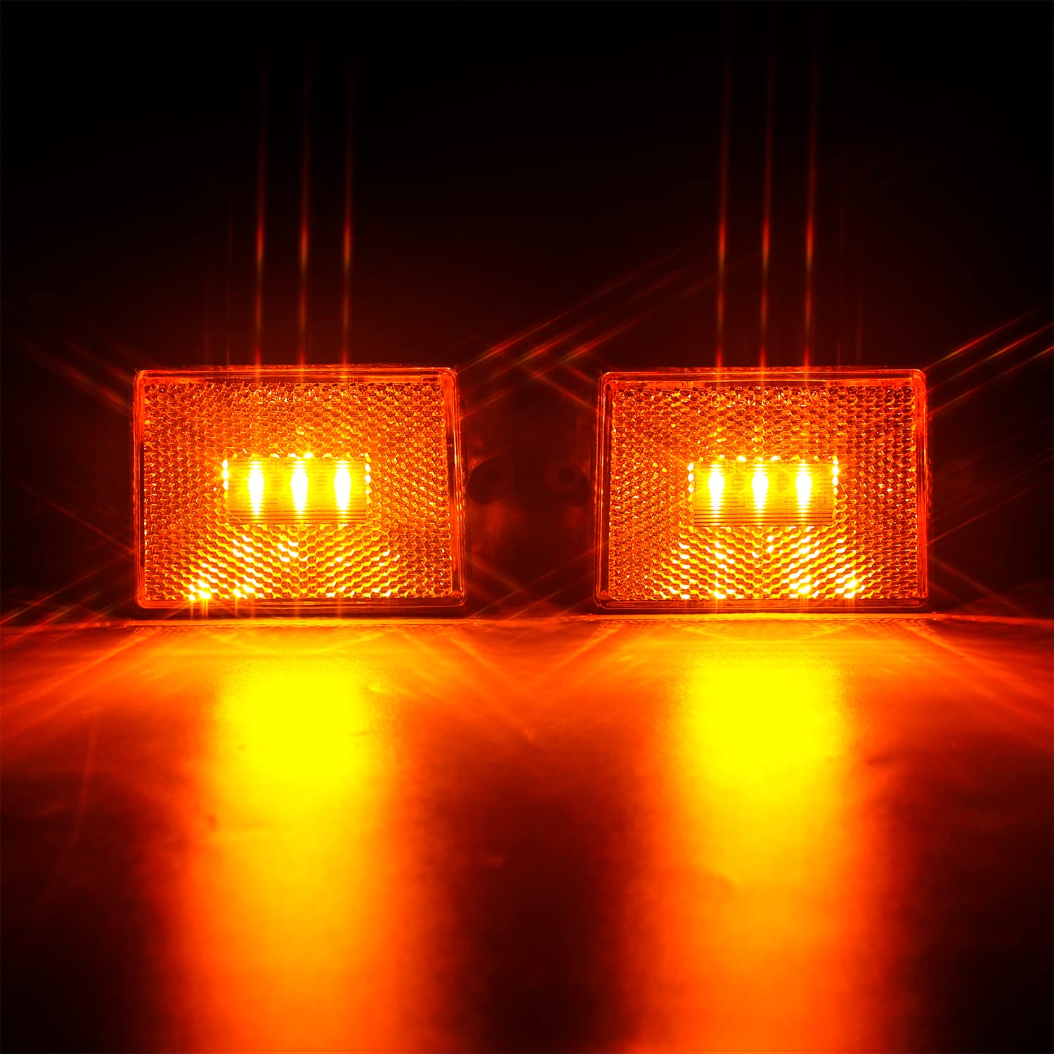 LINKITOM 2pc Amber LED Side Marker Light Clearance Light w/Integrated Reflectorfor for Utility Boat Trailers Truck RV [DOT Certified] [IP67]