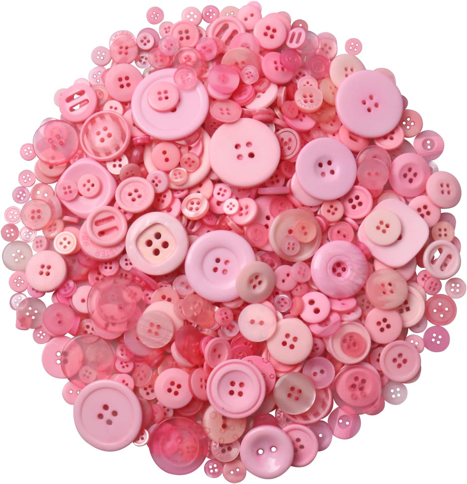 650 Pcs Round Resin Buttons - Assorted 2 & 4 Hole Buttons for Sewing, Crafts & DIY Projects - Pink