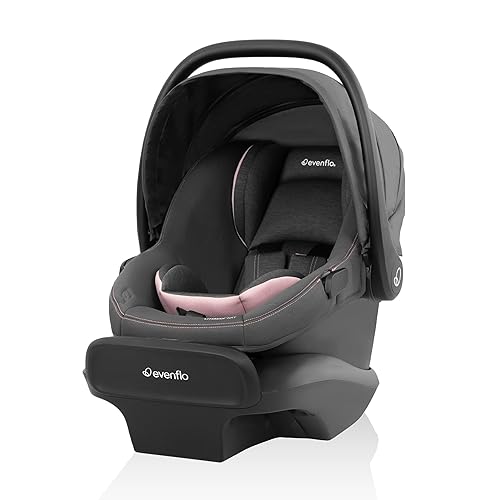 Miniatura 4 de Evenflo LiteMax NXT - Asiento de automóvil ligero para bebés y prematuros de 3 a 30 libras con sensor Safe. Fácil de instalar con base (rosa prímula)