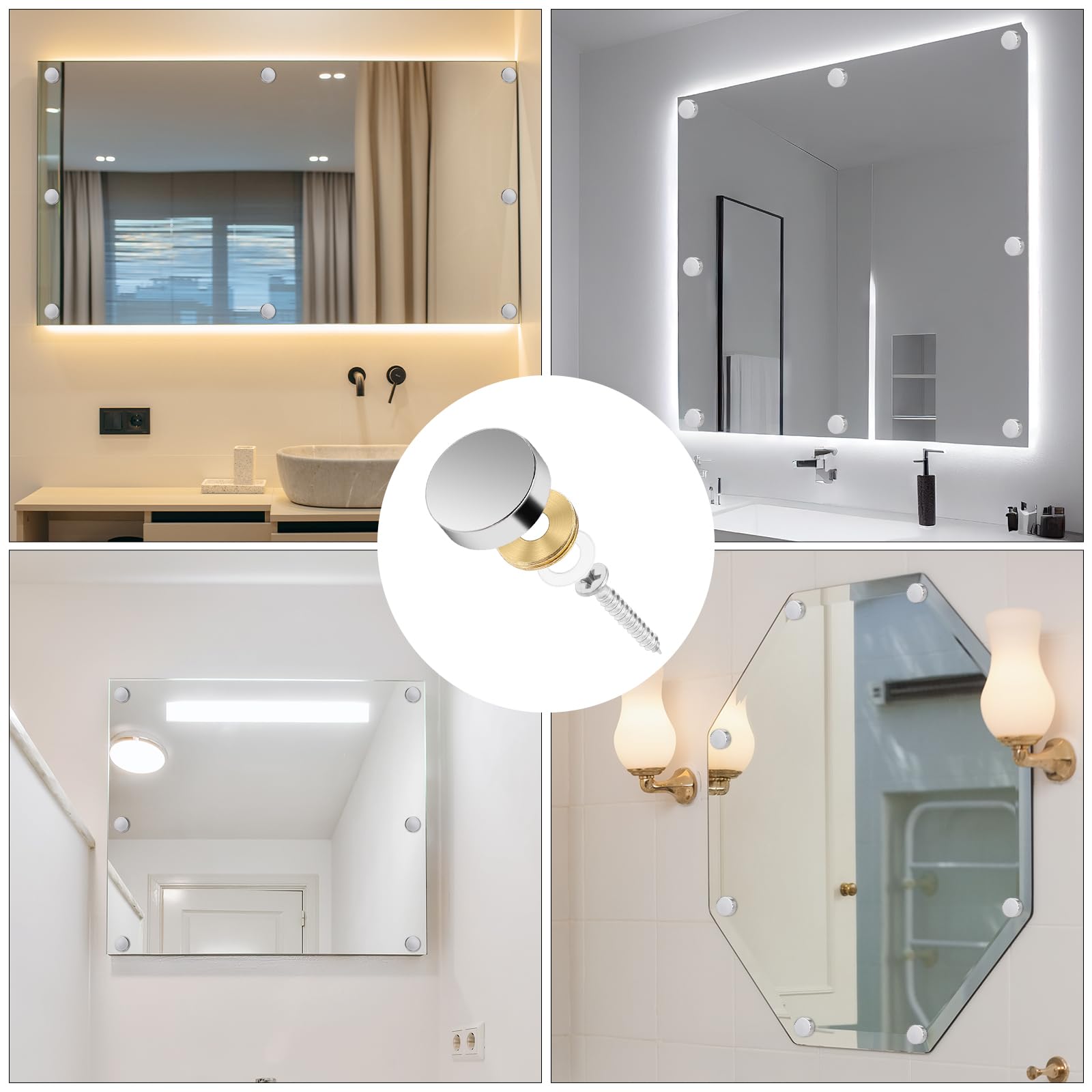 Sliverdew Lot De 20 Vis à Miroir, 16 Mm, Acier Inoxydable