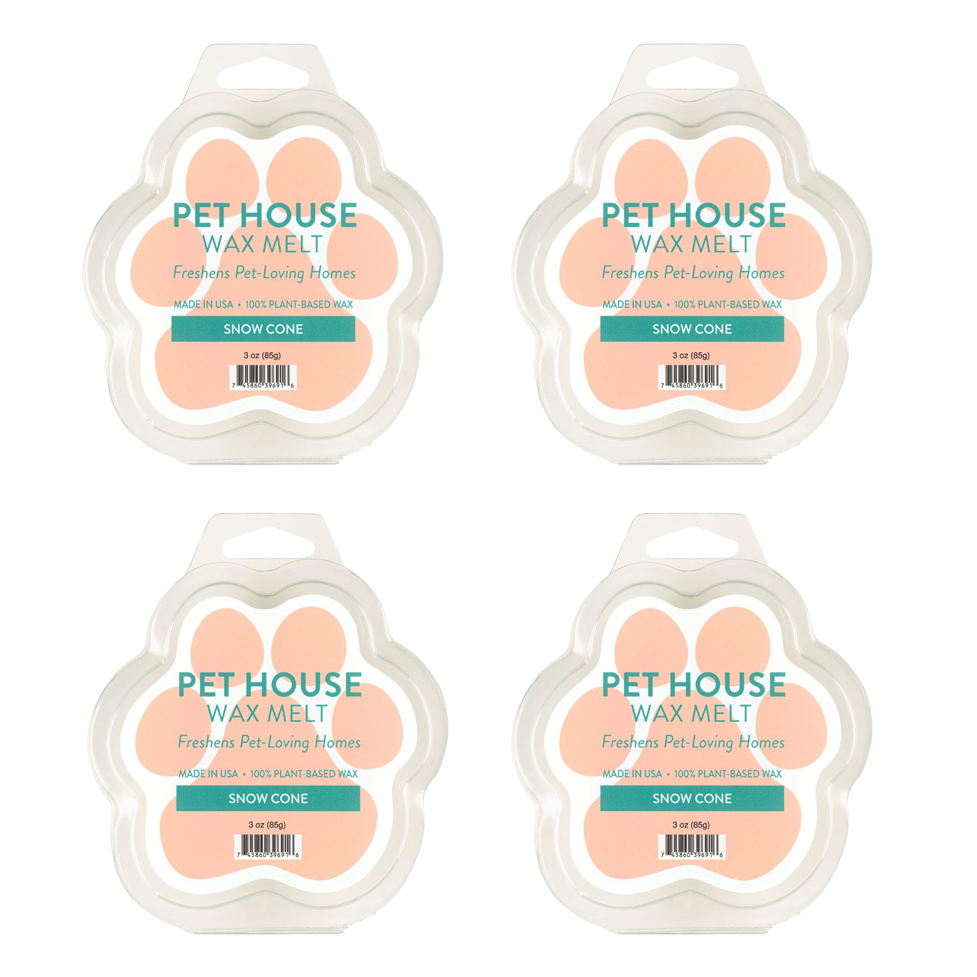 Snow Cone Scented Wax Melts Plant-Based Wax, 4 Pack Pet House