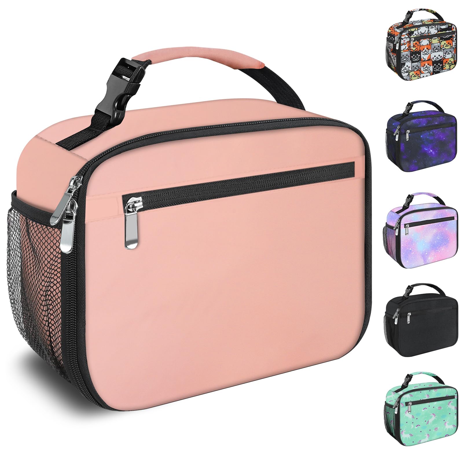Kids Lunch Box for Boys Girls Lunch Bag Insulated Durable Lunchbox Children Lunch Tote Bag for School Pink