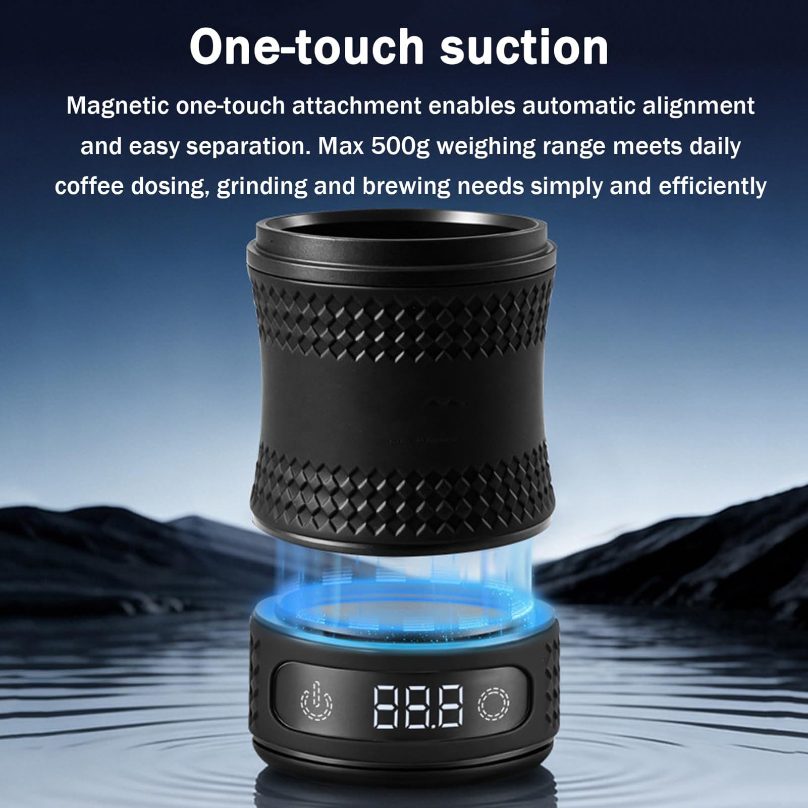Taza dosificadora digital portátil, taza dosificadora digital de granos de café, báscula de espresso recargable con báscula LED y diseño desmontable de taza, portafiltro compatible de 58 mm