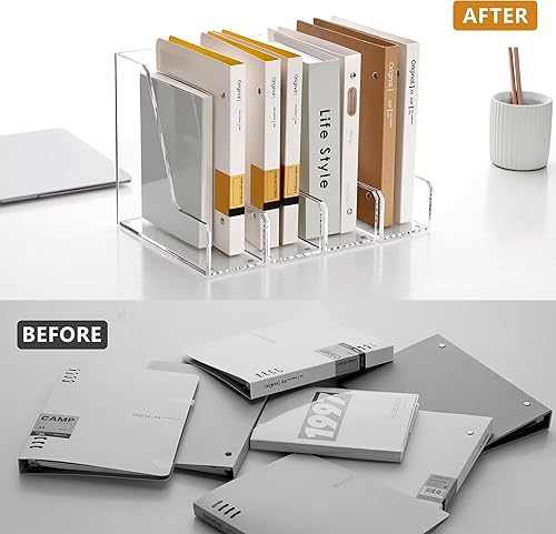 Miniatura 8 de SANRUI Organizador de archivos de acrílico, organizador de escritorio transparente y contenedores de almacenamiento para carpetas, carpetas,