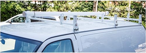 Miniatura 6 de Buyers Products 1501310 - Estante de escalera para furgonetas de trabajo, ancho ajustable, acero al carbono con recubrimiento en polvo blanco,