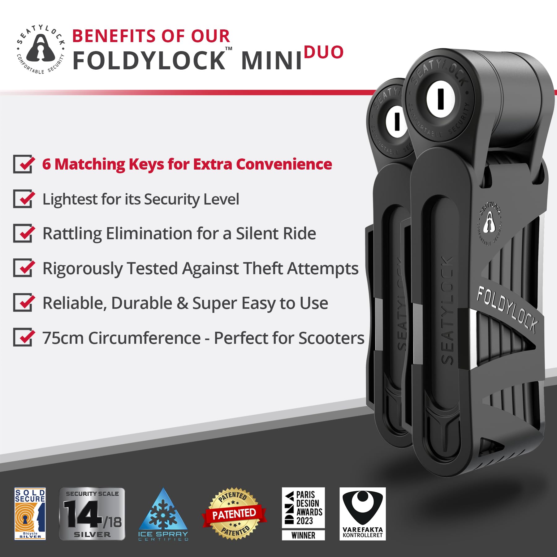 Amazon.co.jp: FoldyLock ミニ折りたたみ式自転車ロック - 6つの同一の